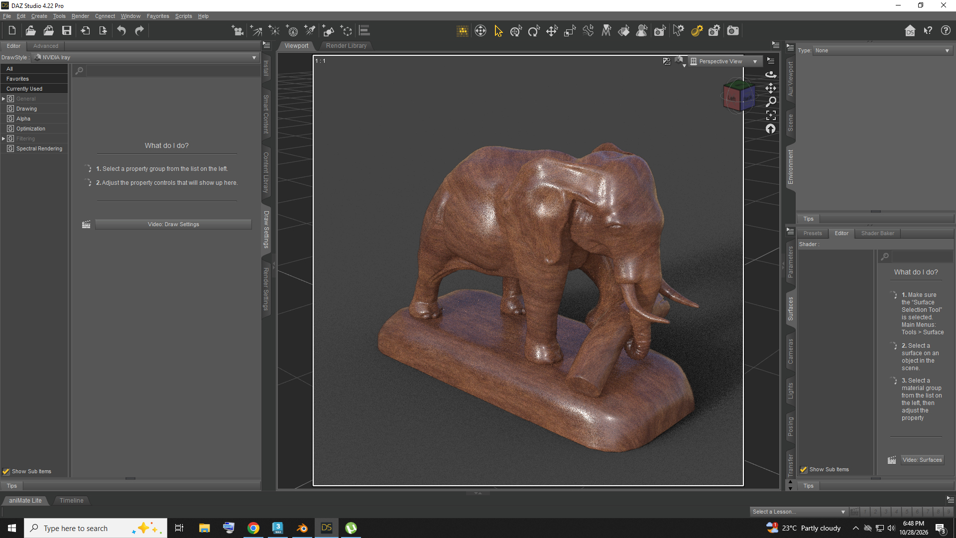 Decorative Elephant Sculpture on Base AQ3D Daz Content