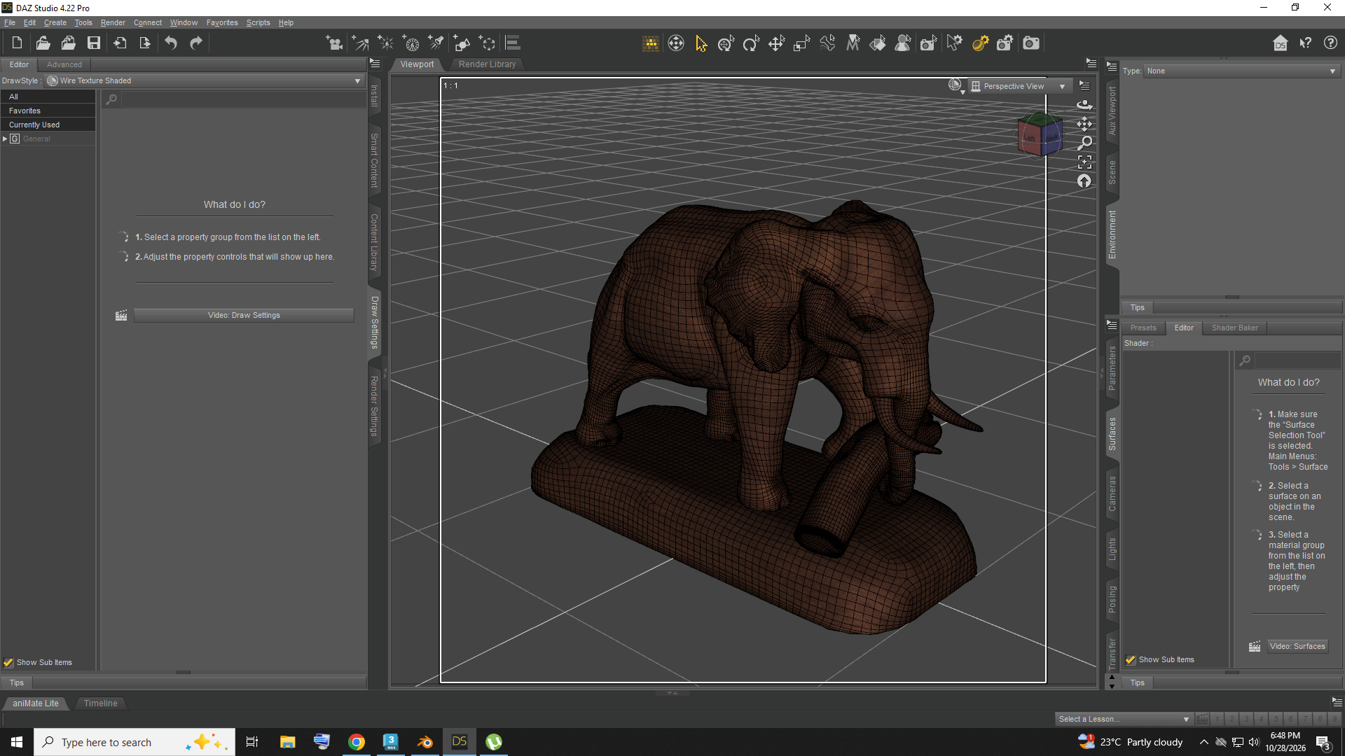 Decorative Elephant Sculpture on Base AQ3D Daz Content