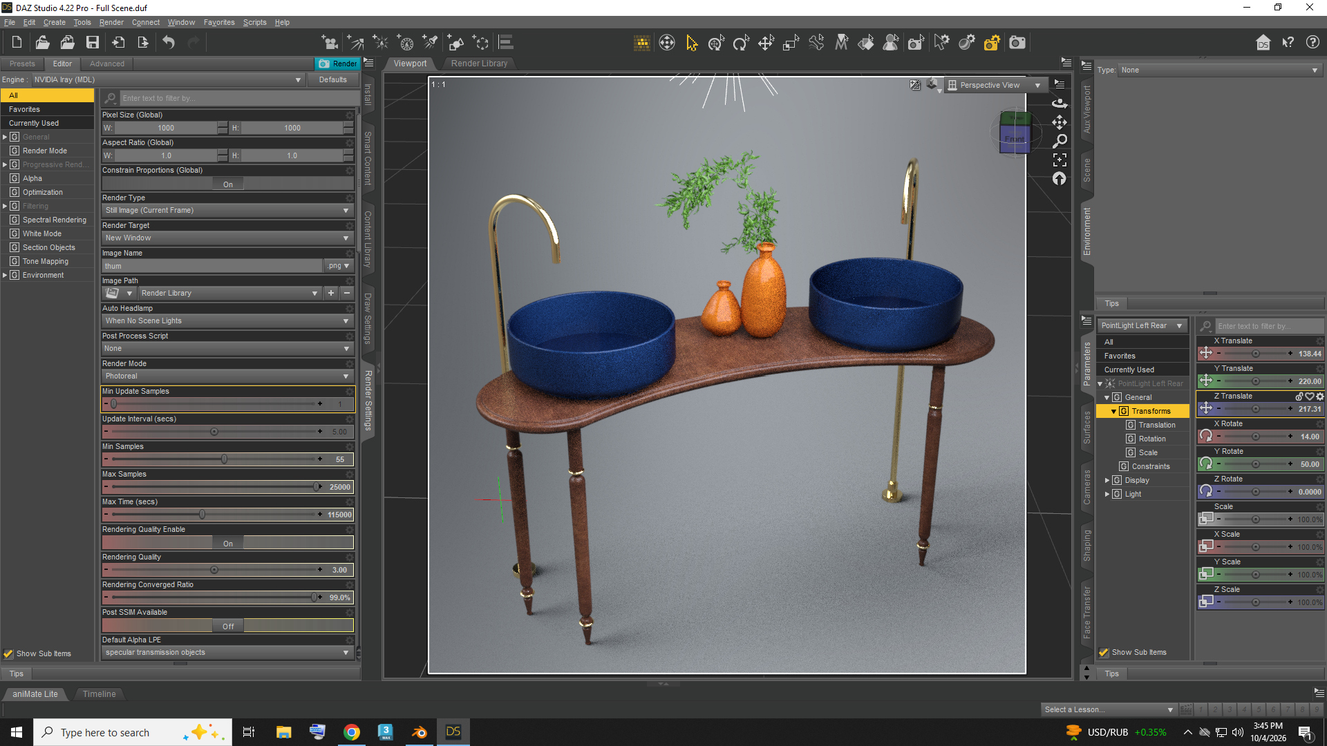 Elegant Wooden Double Washbasin Console 3D Model AQ3D Daz Content