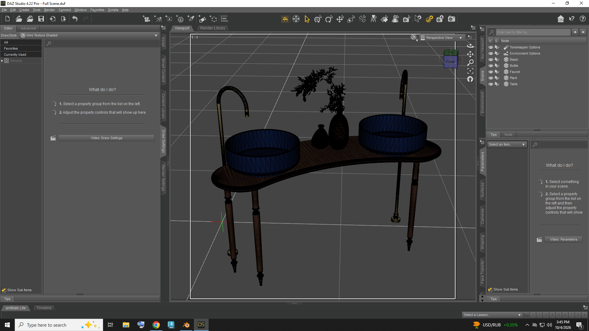 Elegant Wooden Double Washbasin Console 3D Model AQ3D Daz Content