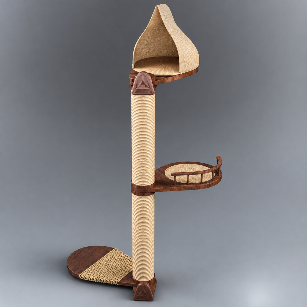 Cat Tree Tower with Scratching Post and Perches 3D Model 3D Render, Digital Artwork by AQ3D