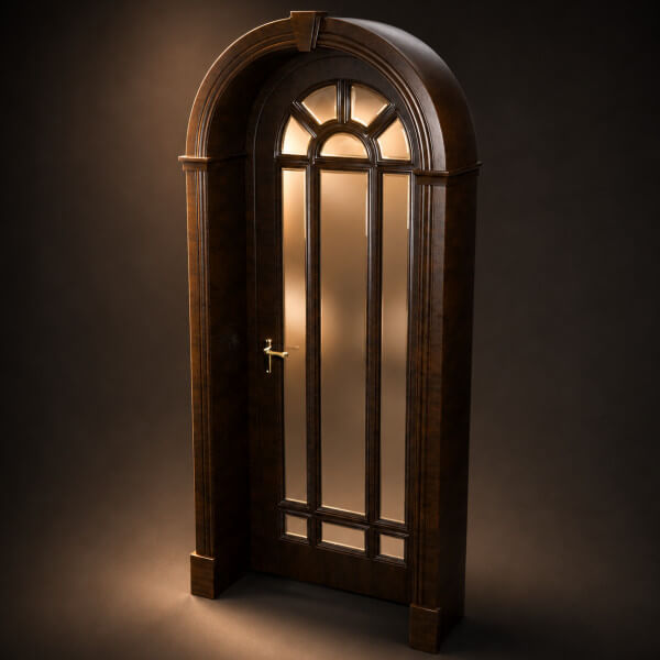 Classic Arched Wooden Glass Door 3d Model