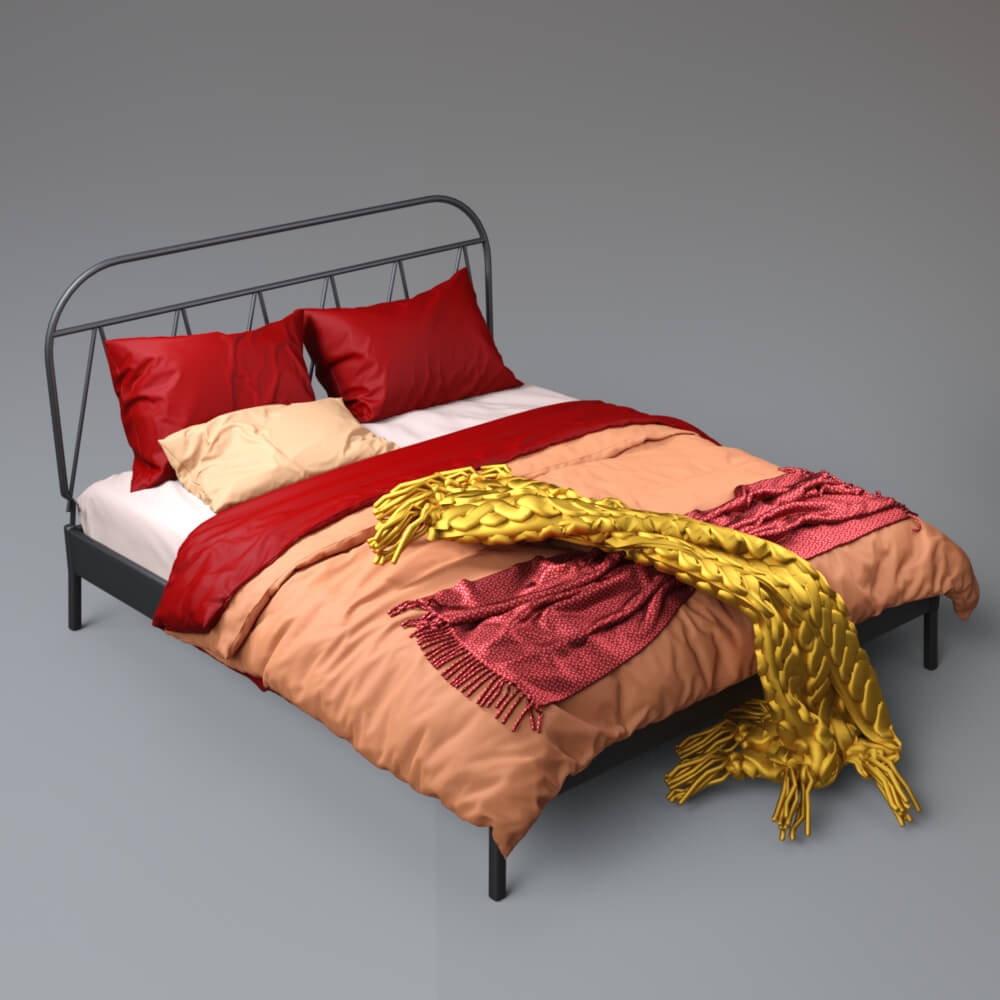 Classic Bedroom Bed Set 3D Model 3D Render, Digital Artwork by AQ3D