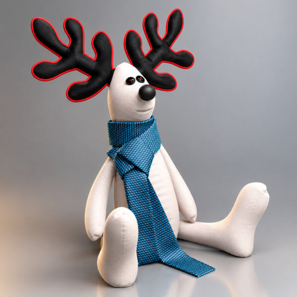 Cute Reindeer Character 3D Model with Scarf