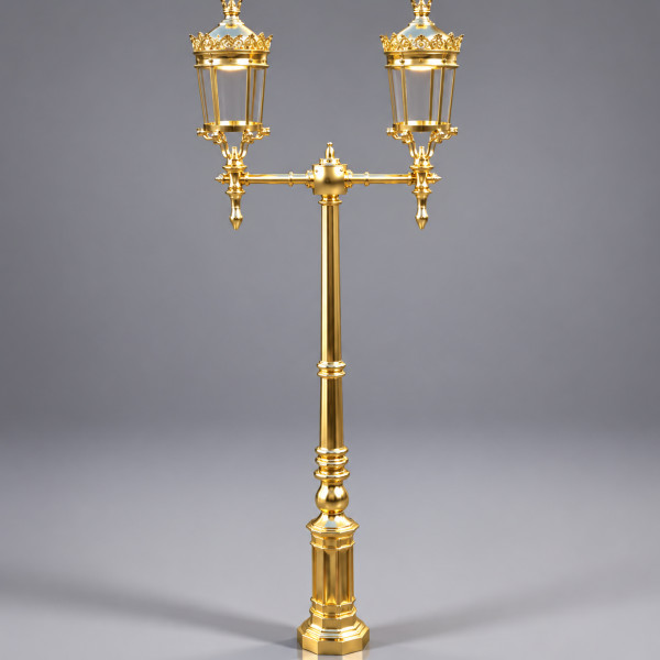 Golden Double Lantern Street Lamp