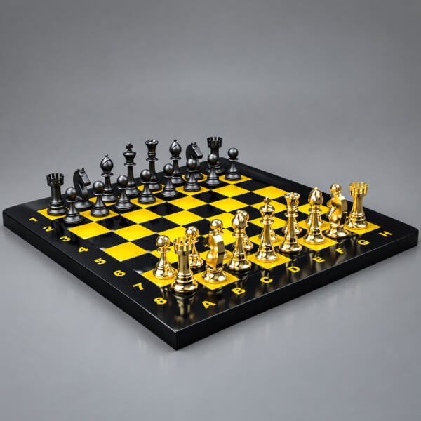 Luxury Chess Set 3D Model Classic Gold Chess Board