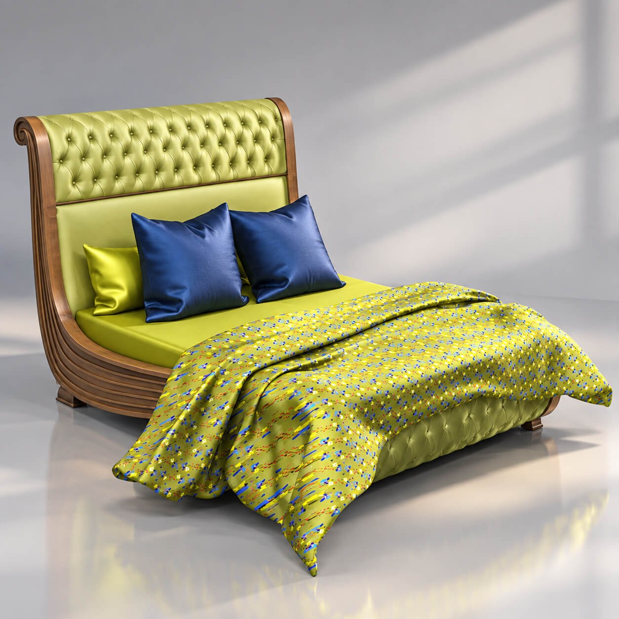 Luxury Classic Upholstered Bed 3D Model 3D Render, Digital Artwork by AQ3D