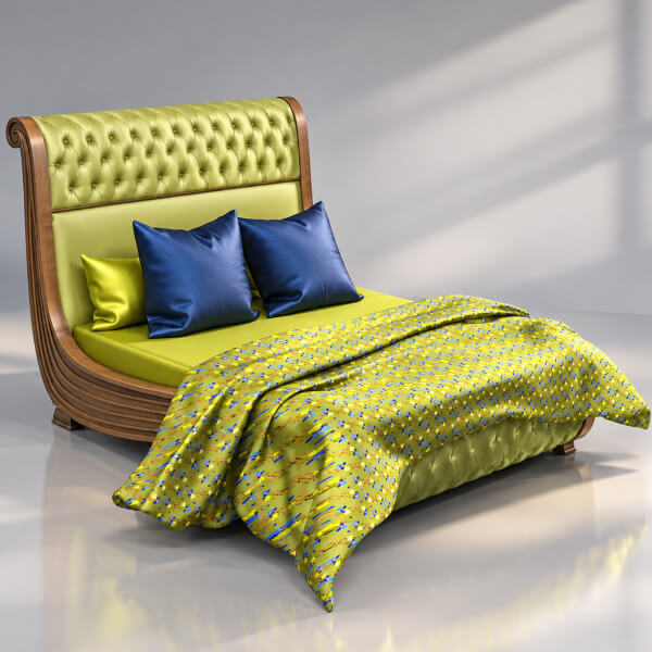 Luxury Classic Upholstered Bed 3D Model
