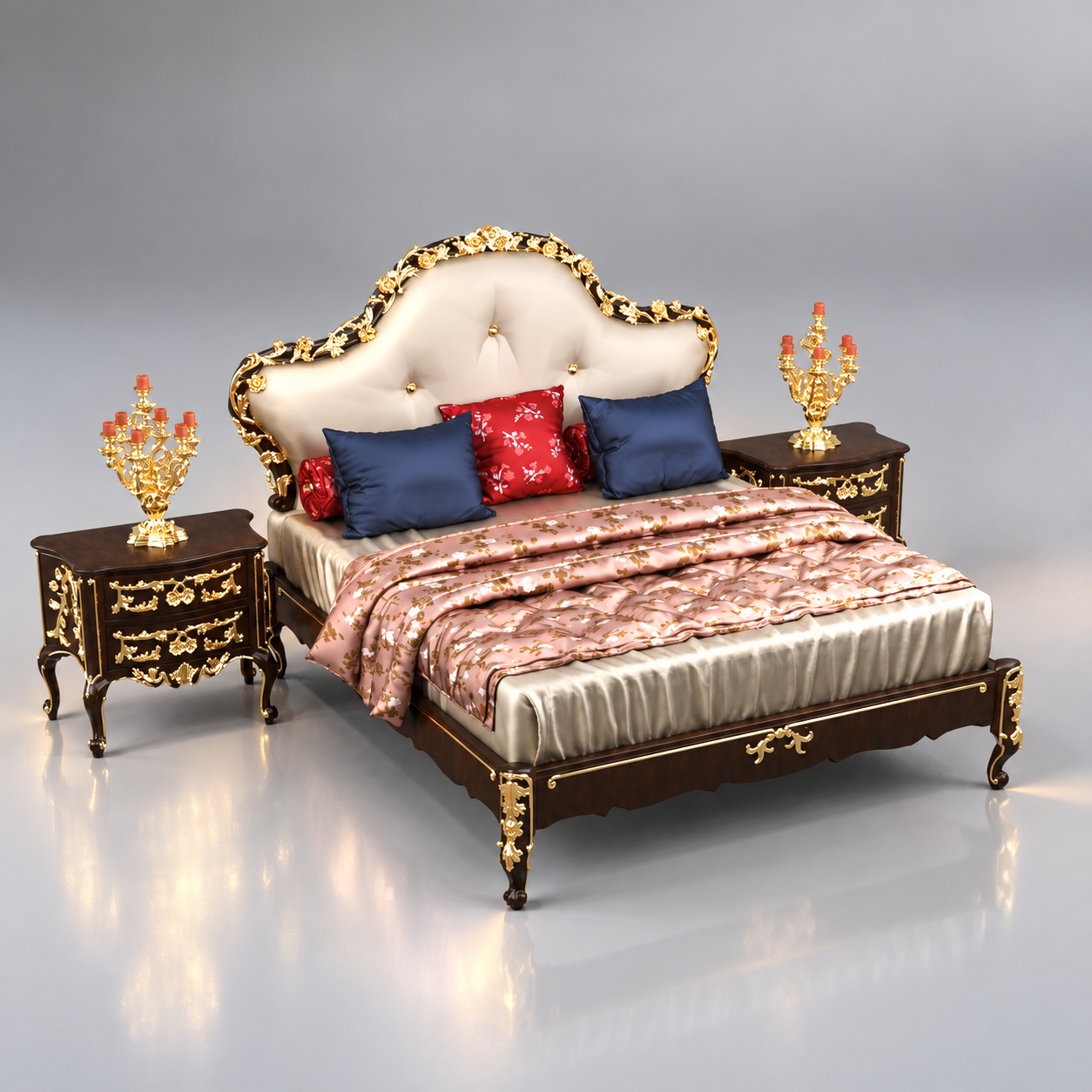 Luxury Modern Bed 3D Model Elegant Bedroom Furniture 3D Render, Digital Artwork by AQ3D