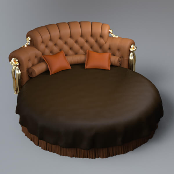 Luxury Round Tufted Bed 3D Model