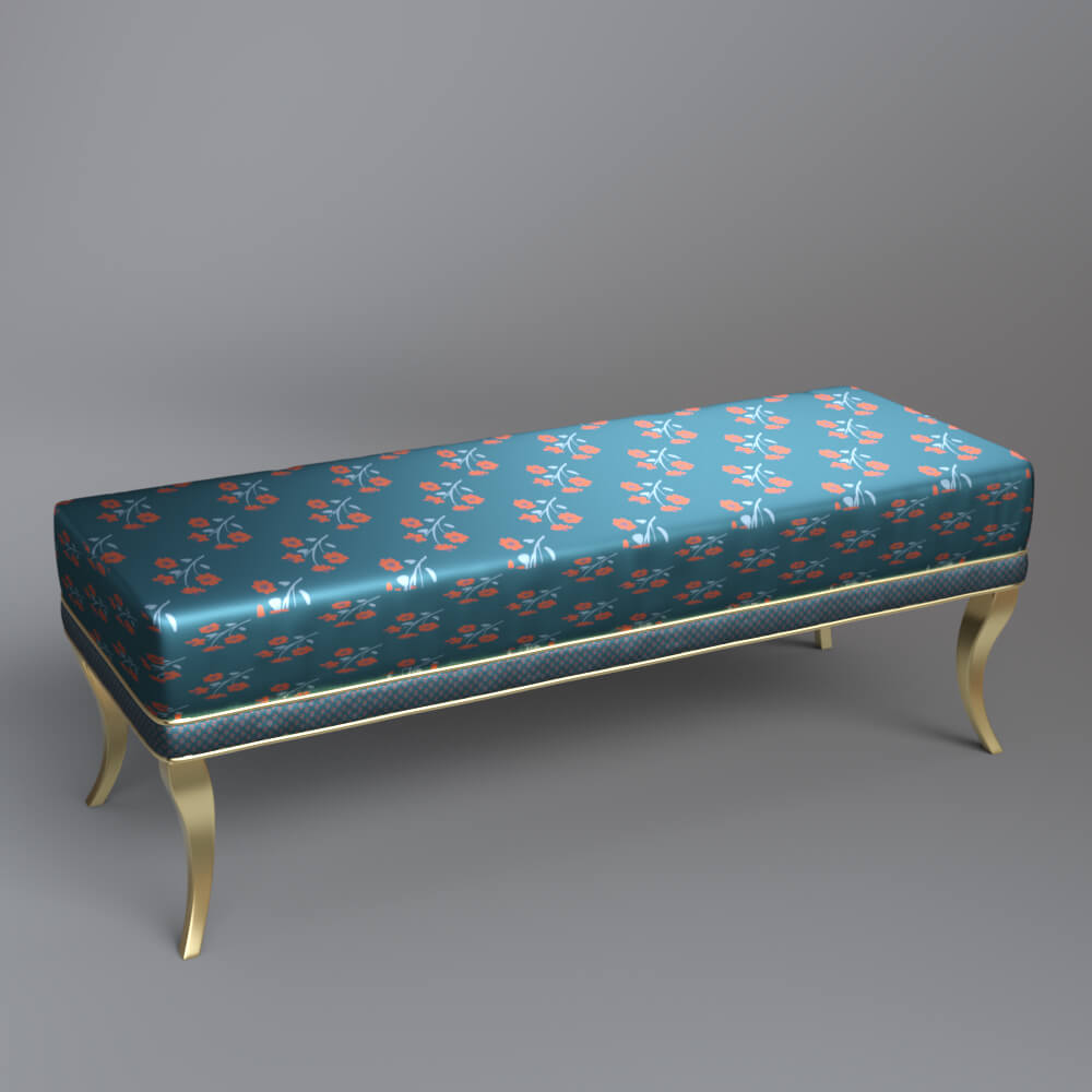 Luxury Upholstered Bench 3D Model 3D Render, Digital Artwork by AQ3D