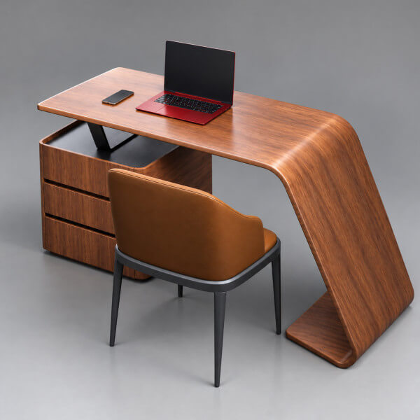 Modern Executive Office Desk with Chair &amp Laptop