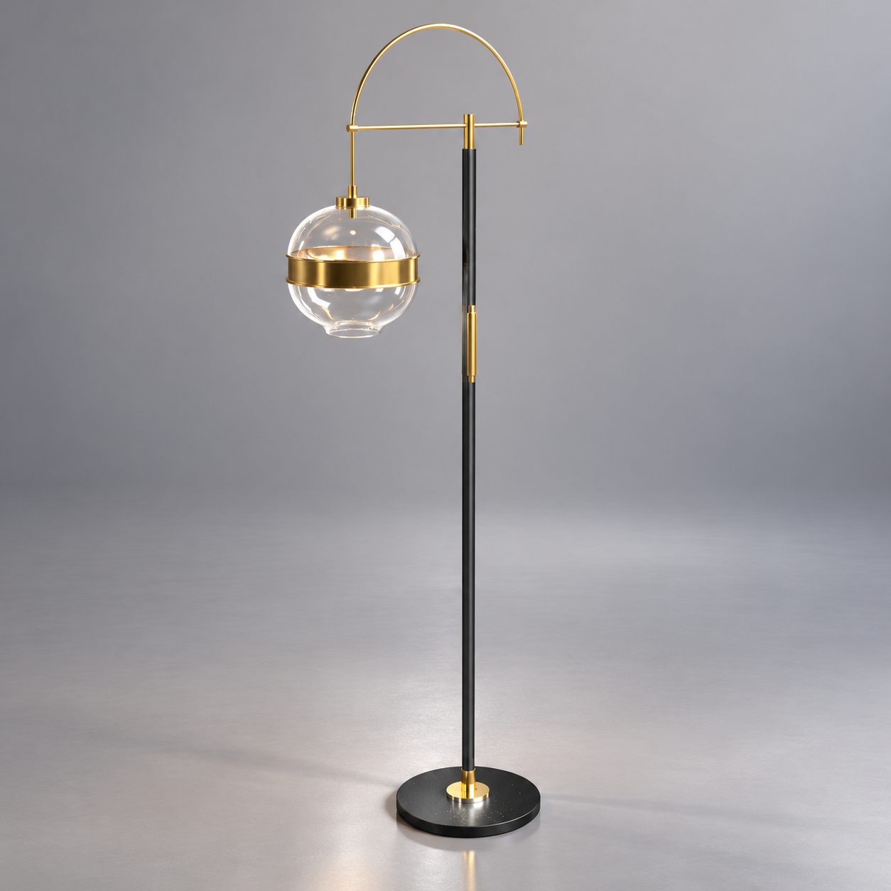 Modern Gold and Black Floor Lamp 3D Render, Digital Artwork by AQ3D