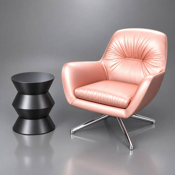 Modern Lounge Chair & Side Table 3D Model