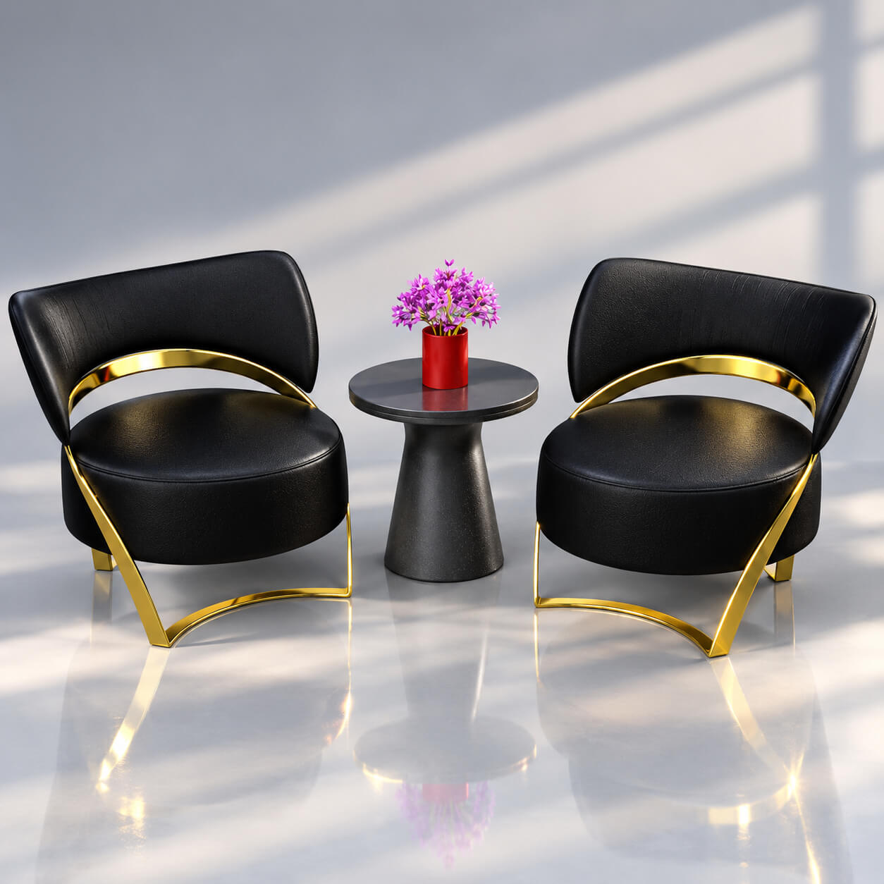 Modern Lounge Chair Set with Side Table 3D Model 3D Render, Digital Artwork by AQ3D