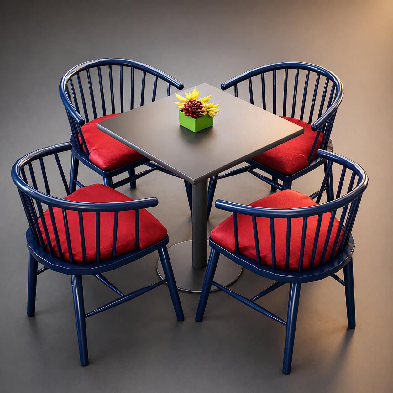 Modern Outdoor Dining Table & 4 Chairs 3D Model 3D Render, Digital Artwork by AQ3D