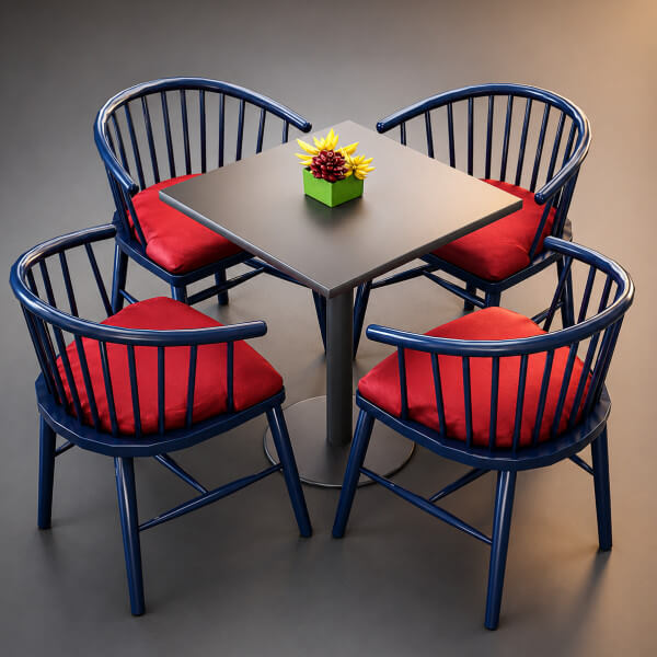 Modern Outdoor Dining Table & 4 Chairs 3D Model