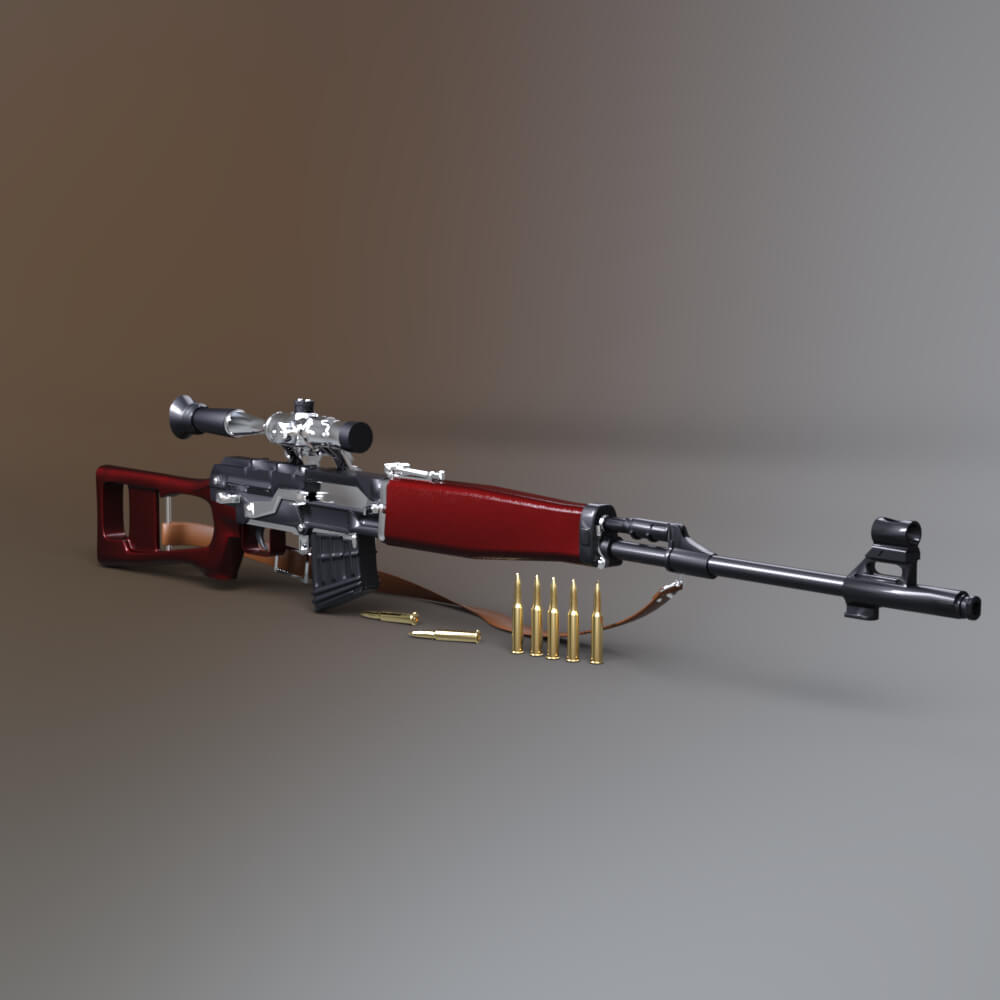 Modern Sniper Rifle with Scope and Ammo 3D Render, Digital Artwork by AQ3D