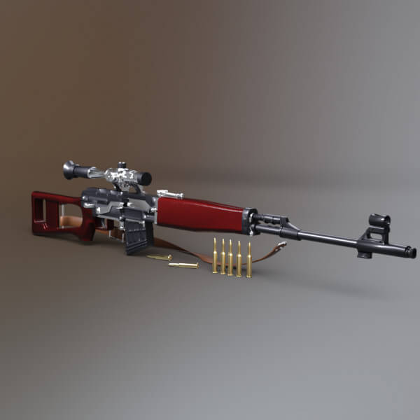 Modern Sniper Rifle with Scope and Ammo