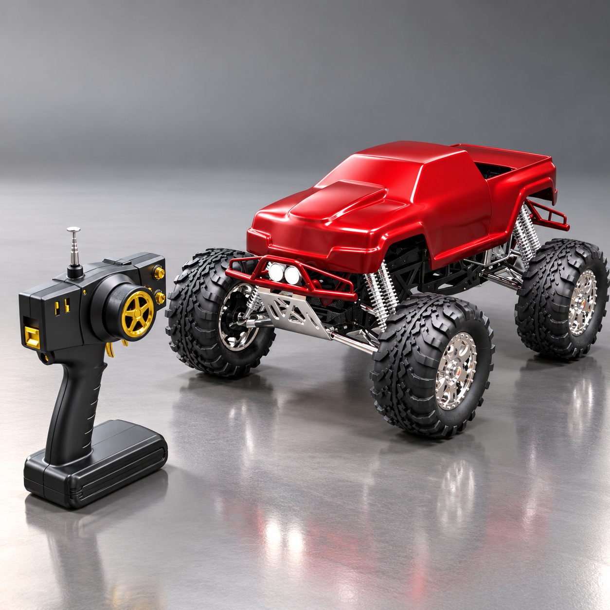 RC Monster Truck 3D Model with Remote Controller 3D Render, Digital Artwork by AQ3D