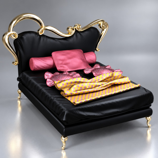 Royal Luxury Upholstered Bed with Gold Frame