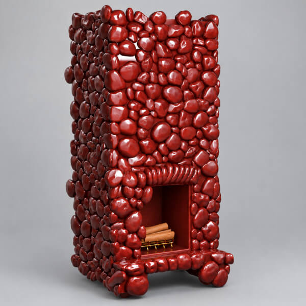 Stylized Stone Fireplace with Fireplace Insert 3D Model