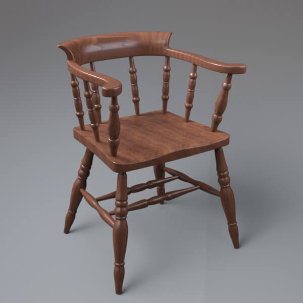 Wooden Armchair 3d Model  Classic Vintage Furniture