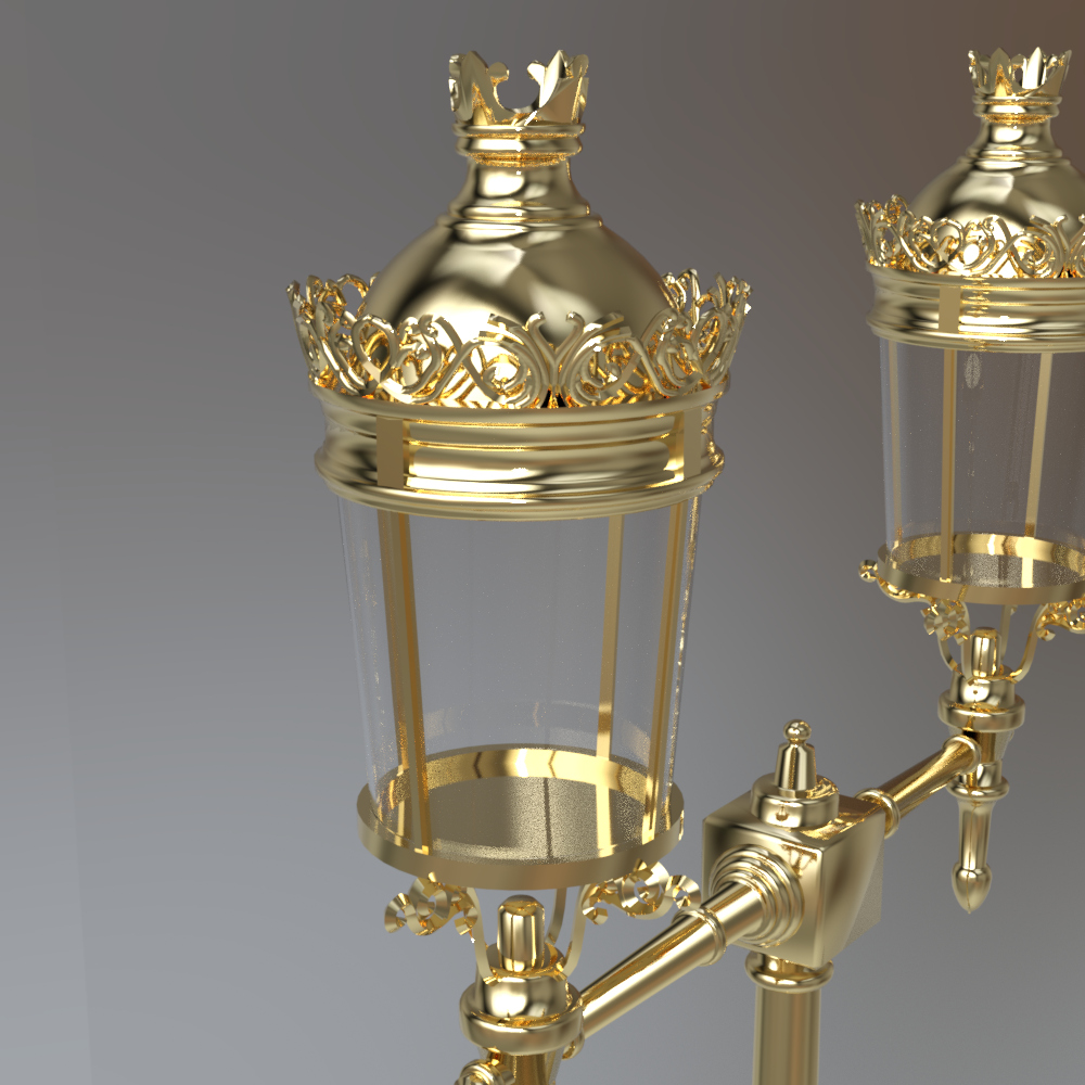 Golden Double Lantern Street Lamp AQ3D Daz Content