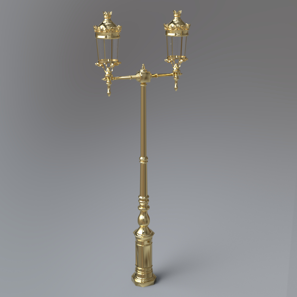 Golden Double Lantern Street Lamp AQ3D Daz Content