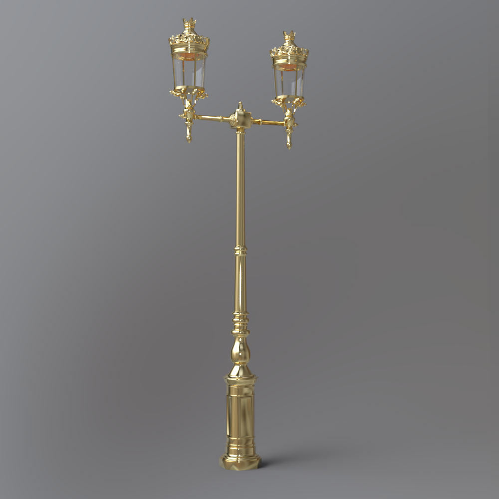 Golden Double Lantern Street Lamp AQ3D Daz Content