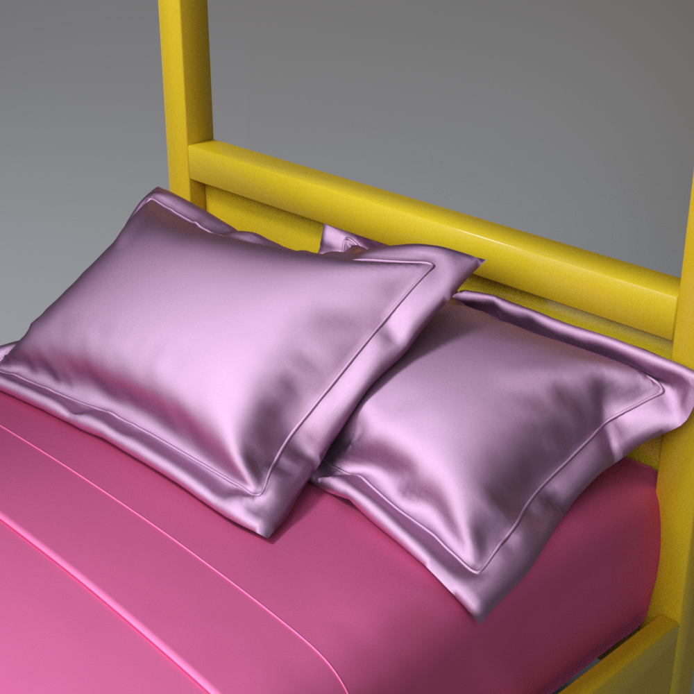 Kids Canopy House Bed with Floral Curtains AQ3D Daz Content