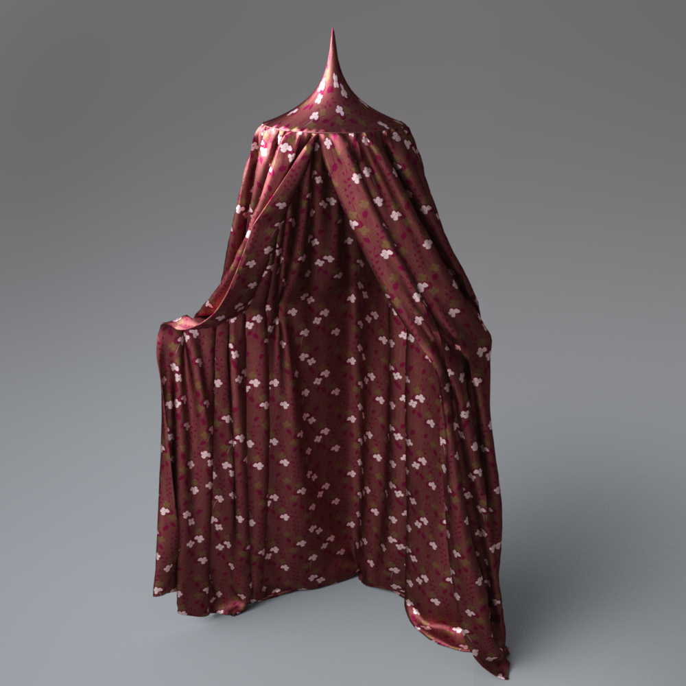 Kids Canopy House Bed with Floral Curtains AQ3D Daz Content