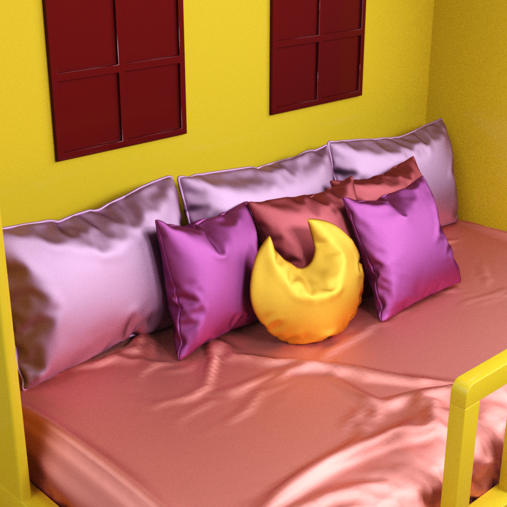 Kids House Bed Colorful Pillows and Decorative Accessories Daz Content