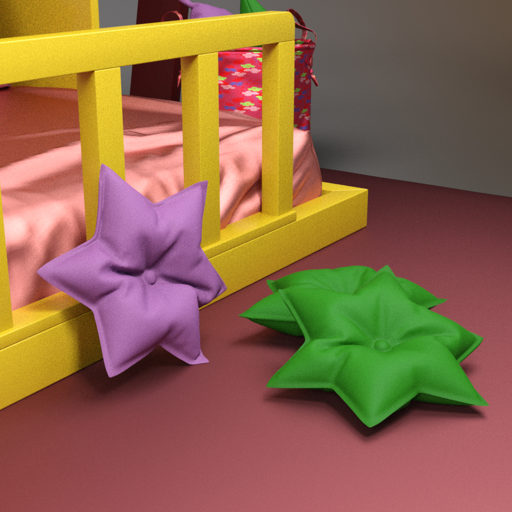 Kids House Bed Colorful Pillows and Decorative Accessories Daz Content