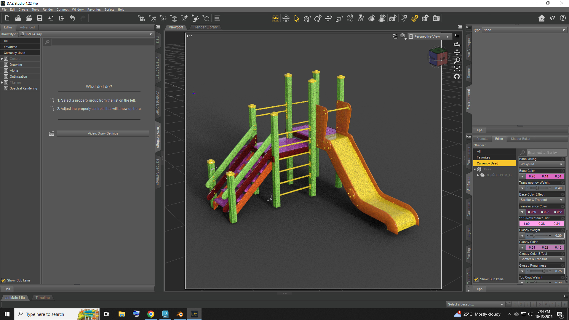 Kids Outdoor Playground Slide and Climbing Ladder AQ3D Daz Content