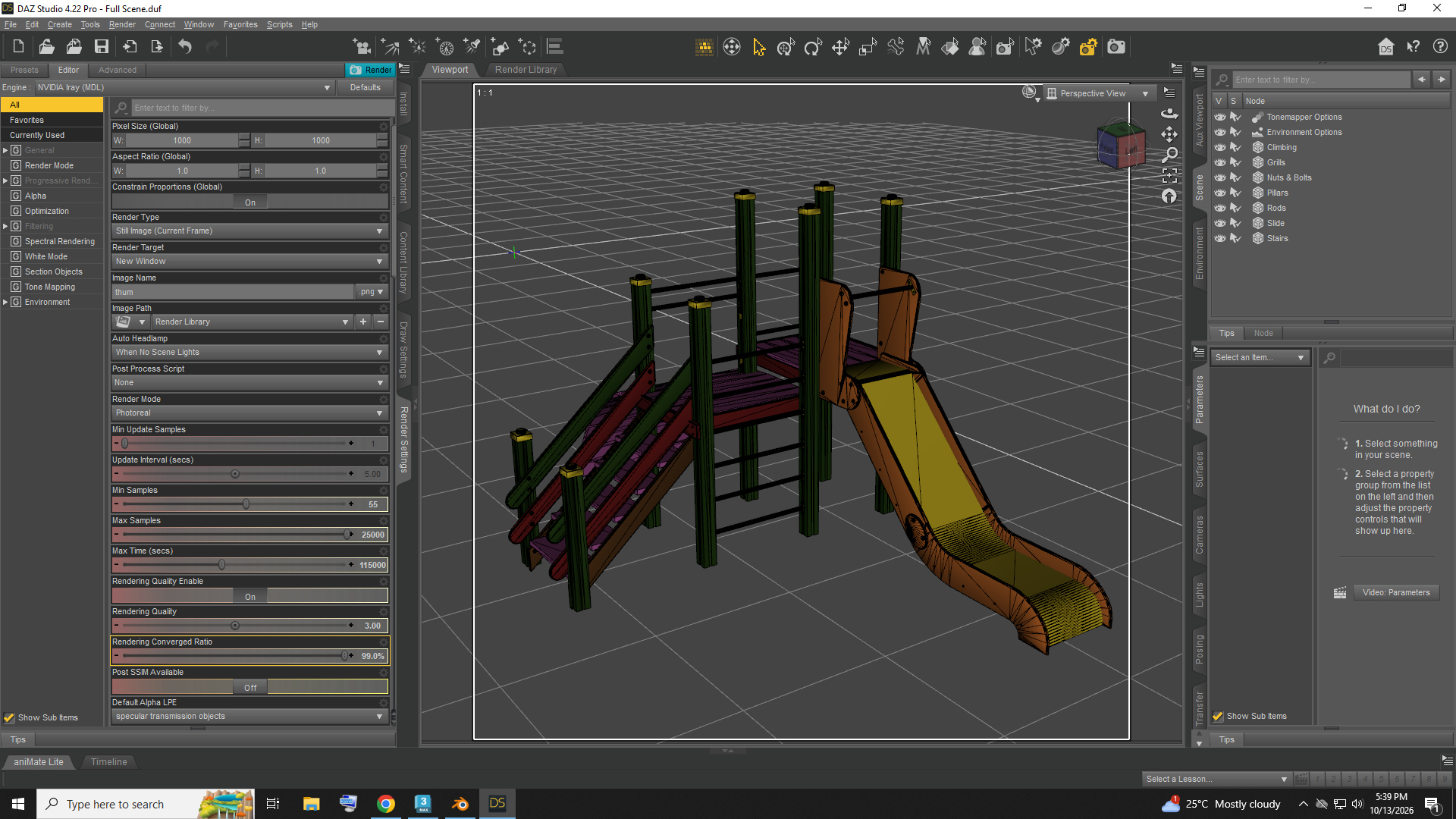 Kids Outdoor Playground Slide and Climbing Ladder AQ3D Daz Content