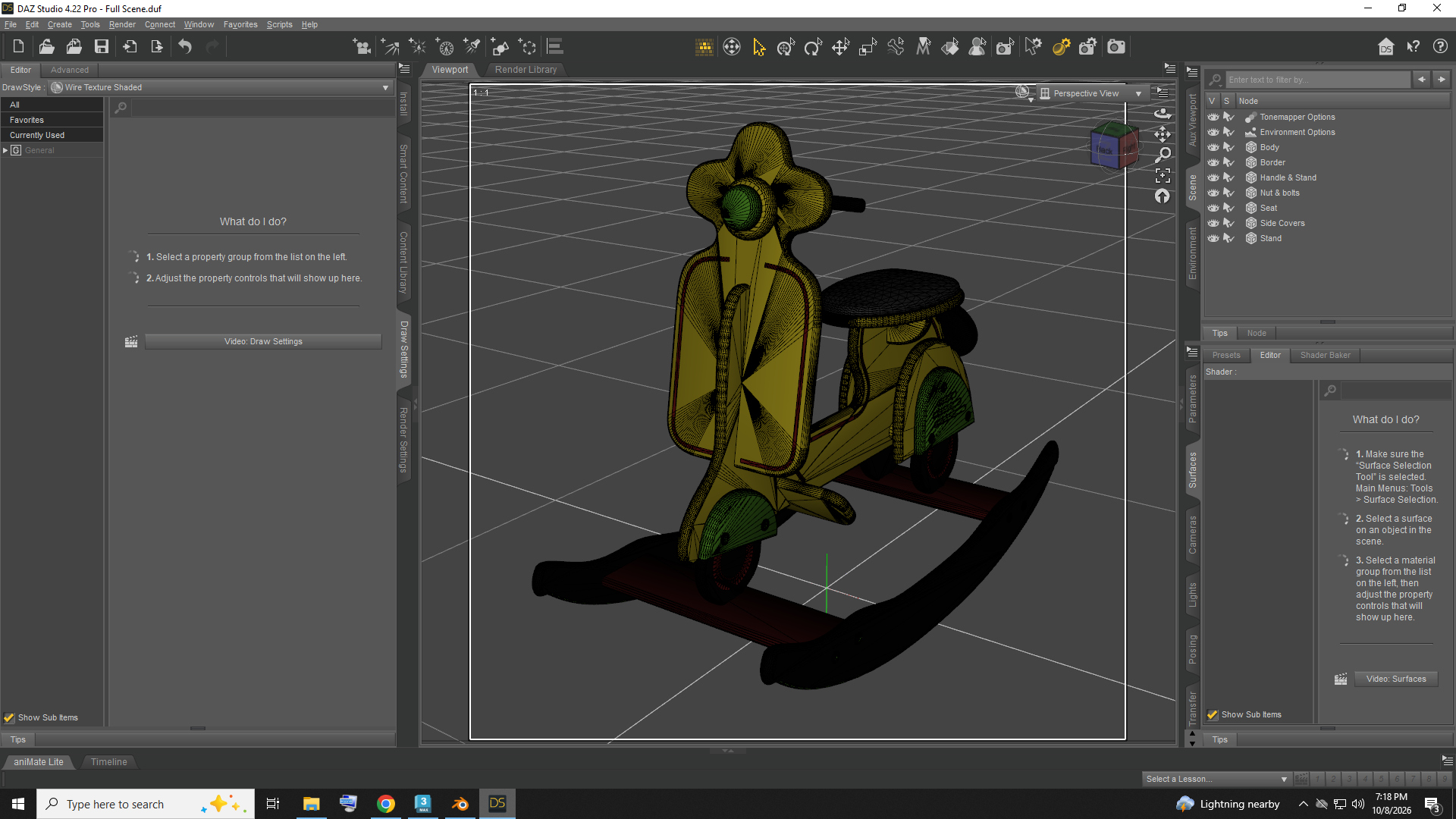 Kids Ride-On Scooter Toy AQ3D Daz Content
