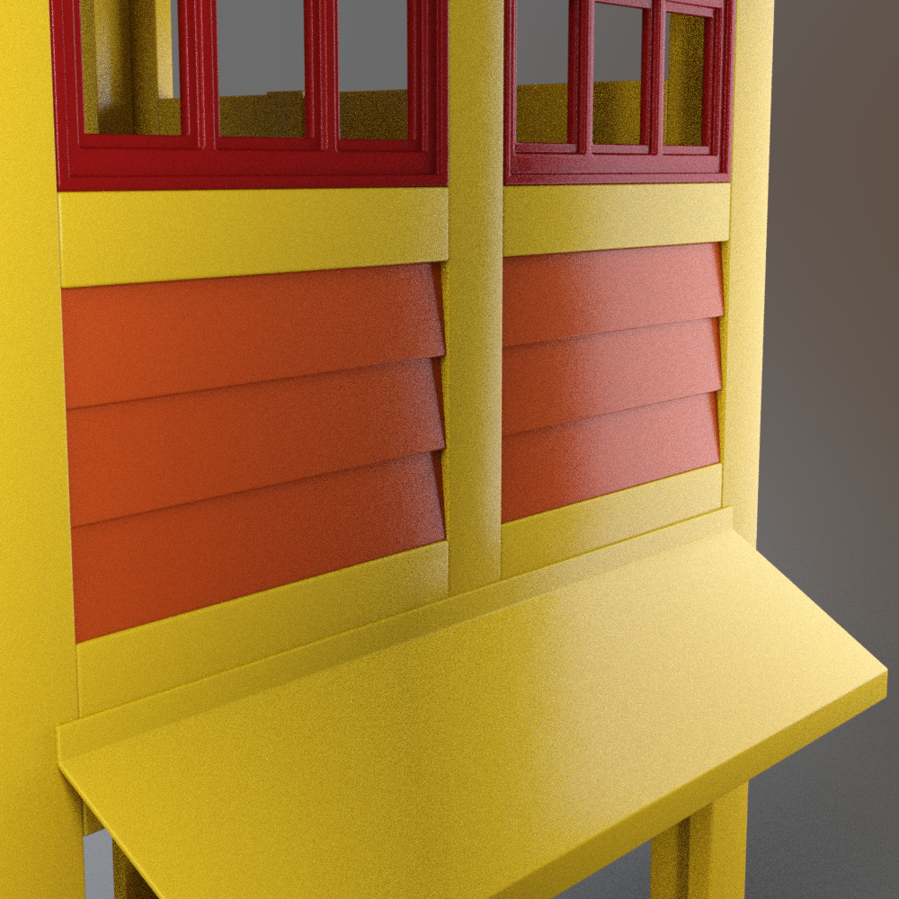 Kids Wooden Playhouse with Spiral Slide and Bench AQ3D Daz Content