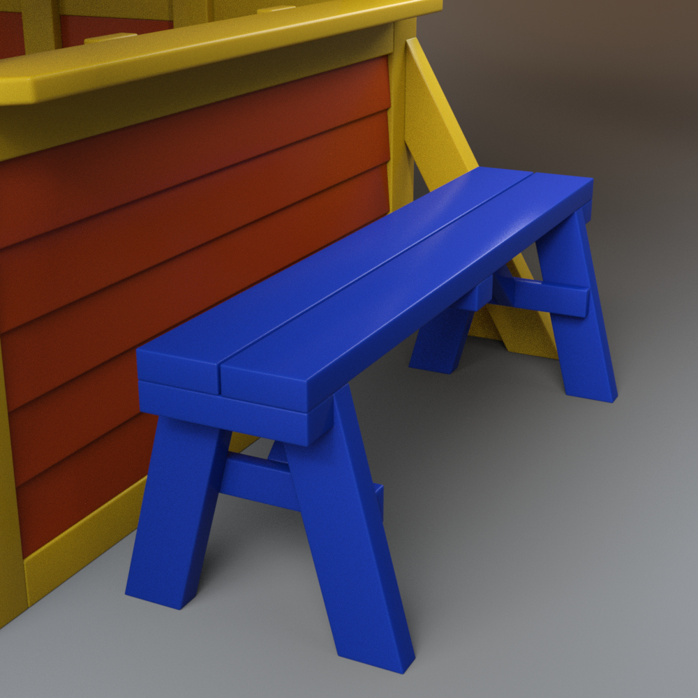 Kids Wooden Playhouse with Spiral Slide and Bench AQ3D Daz Content