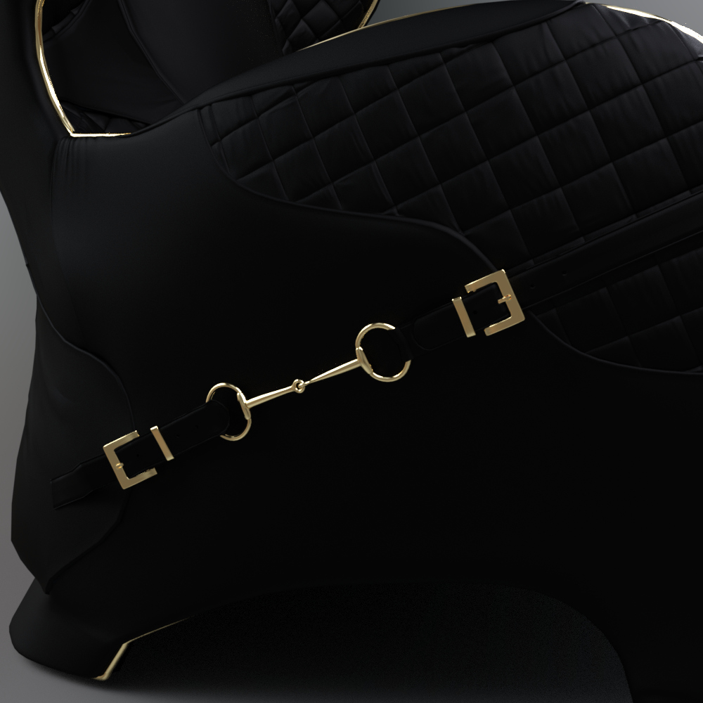 Luxury Black Quilted Armchair With Gold Trim AQ3D Daz Content