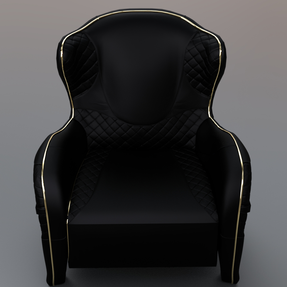 Luxury Black Quilted Armchair With Gold Trim AQ3D Daz Content