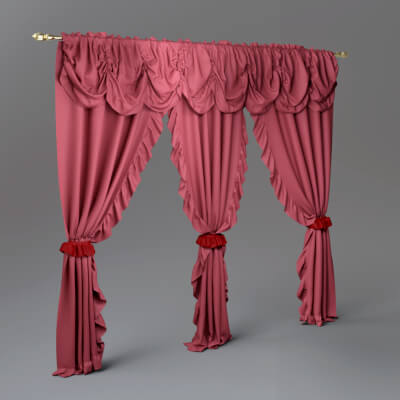 Luxury Draped Window Curtains With Valance AQ3D