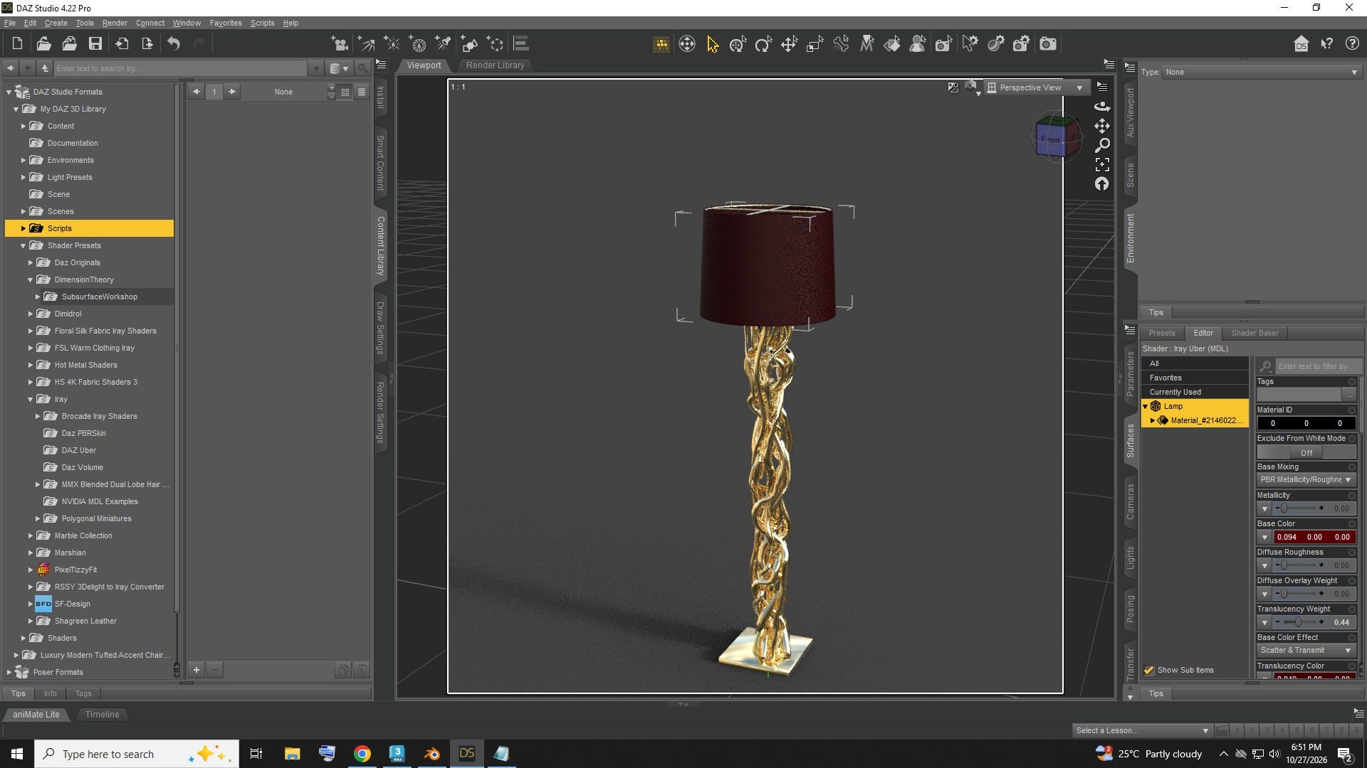 Luxury Gold Floor Lamp AQ3D Daz Content