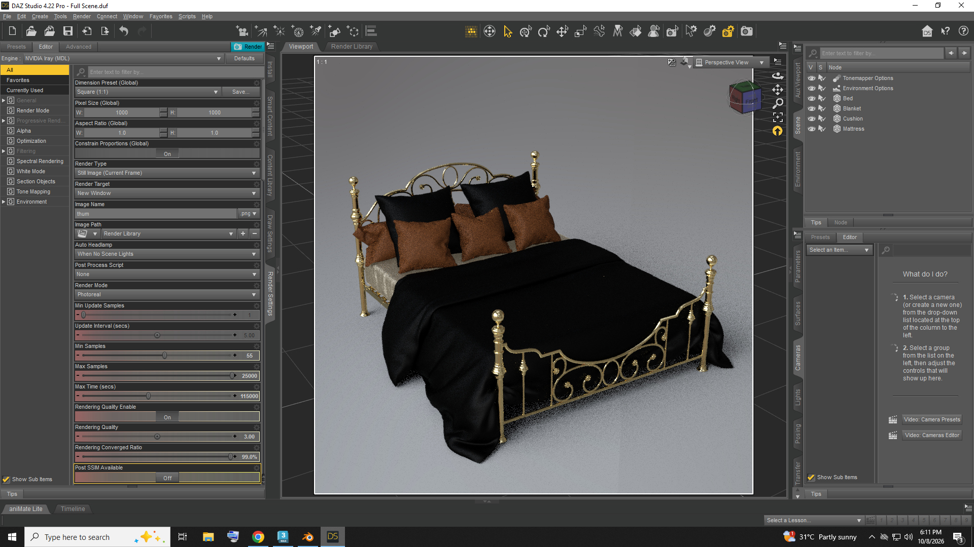 Luxury Gold Metal Bed AQ3D Daz Content