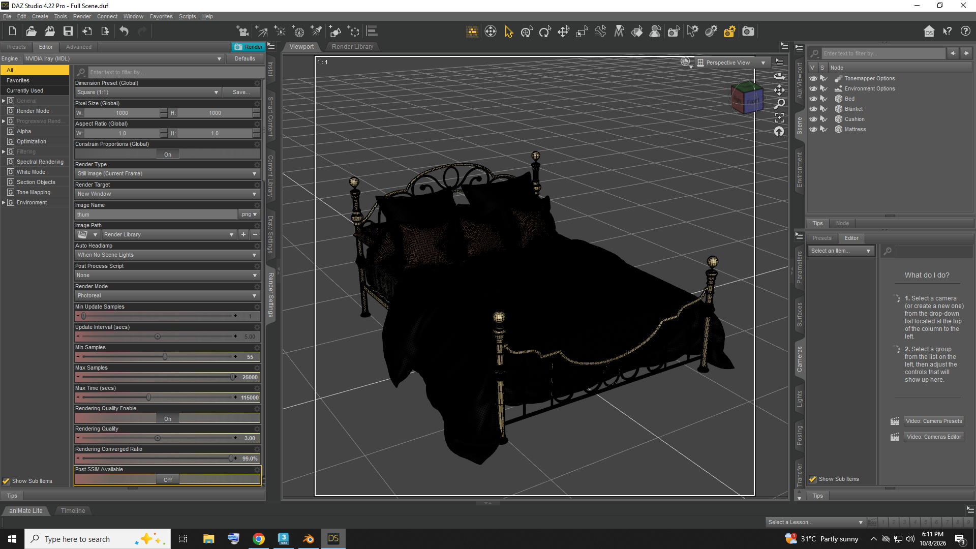 Luxury Gold Metal Bed AQ3D Daz Content