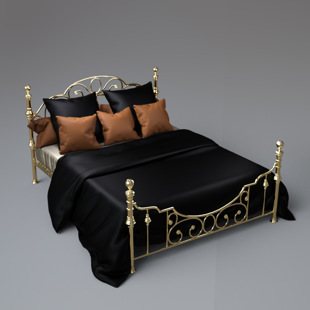 Luxury Gold Metal Bed AQ3D Daz Content