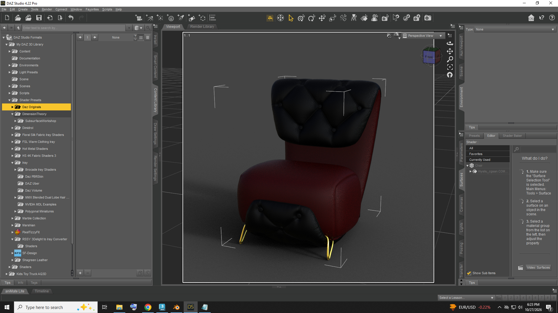 Luxury Modern Tufted Accent Chair AQ3D Daz Content