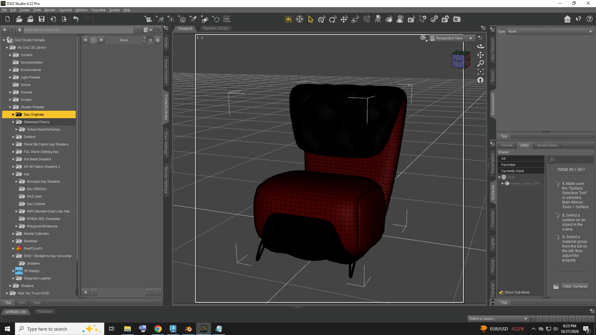 Luxury Modern Tufted Accent Chair AQ3D Daz Content