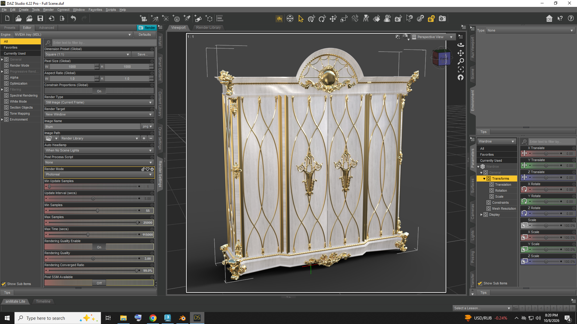 Luxury Ornate Wardrobe AQ3D Daz Content