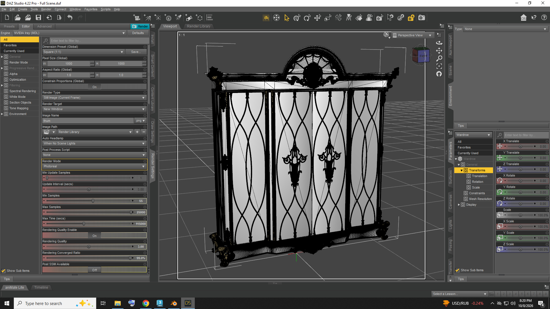 Luxury Ornate Wardrobe AQ3D Daz Content
